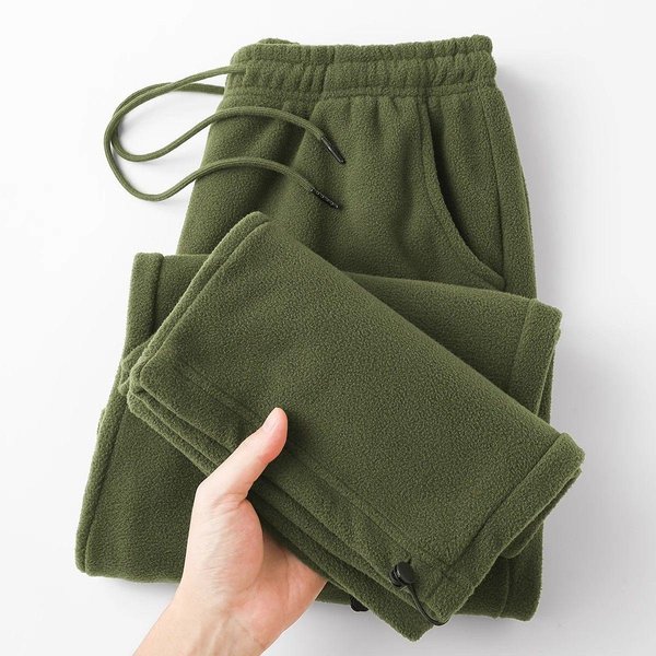 Zimowe Damskie Spodnie Haremowe Z Polaru Damskie Unisex LuźNe Szerokie Nogawki Spodnie Dresowe Wysoki Stan śCiąGacz Wygodne Proste LuźNe Spodnie Dresowe 4XL Zielony-image