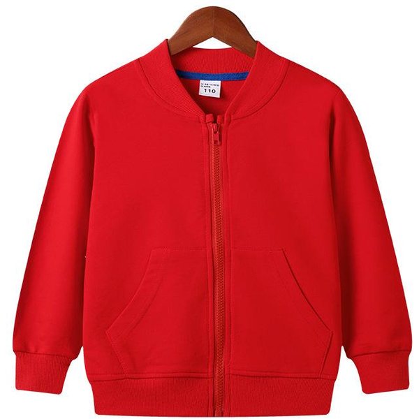 Chaqueta Linda Para Bebé NiñAs NiñOs Abrigos De AlgodóN Completo OtoñO SóLido Cremallera Casual Infantil 90Cm Rojo-image