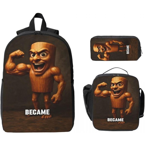 Mochila Infantil Brainrot Tung Tung Sahur Lonchera Estuches Para NiñOs NiñAs Mochilas Preescolares Bolso Escolar Set De Mochila-image