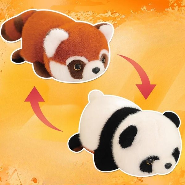 Lindo Panda Volteador Transformado En Un PequeñO Panda MuñEco Peluche Juguete Divertido MuñEca NiñA Regalo DíA Del NiñO 25Cm White-image