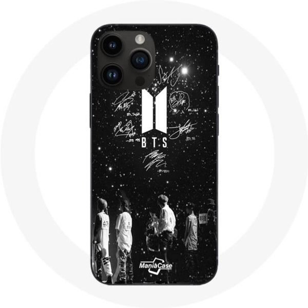 Funda - Maniacase - Iphone 14 Pro Max - Flexible - Negra - Miembros De La Firma Bts-image