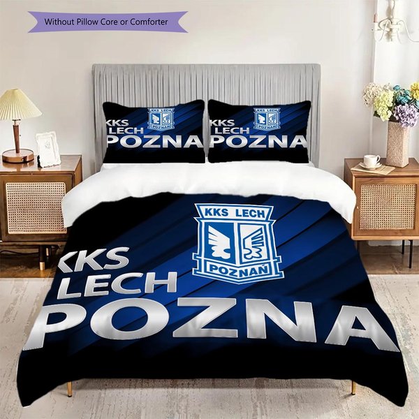 KKS Lech WzóR PośCiel Zestaw KołDra Poszewka Na KołDrę Poszewka Na Poduszkę Dekoracja Domu Prezent Urodzinowy (1 * Poszwa Na KołDrę + 2 * Poszewki Na Poduszki, Bez Rdzenia) 135X200Cm-image