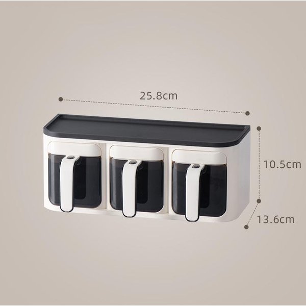 Set De Almacenamiento Suministros De Cocina Montaje En Pared Azucarero Salero Recipiente Para Condimentos Organizador De Estante Para Especias Cajas De Especias Con Cucharas Para El Hogar-image