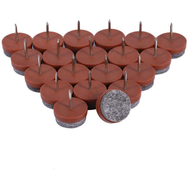 20X Mueble Mesa Pata Silla Almohadilla De Fieltro Para Suelo Deslizador Deslizante DIY Protector De Clavo MarróN 24Mm-image