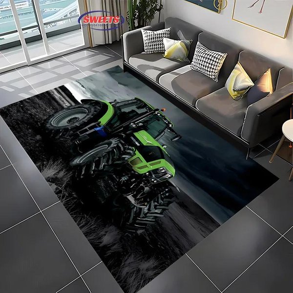 DużY Dywan WzóR Seria TraktoróW Maszyny Rolnicze Do Domu Salon PokóJ DziecięCy, Mata PodłOgowa Pod Drzwi AntypośLizgowa Mata Dekoracyjna 70X100Cm (28X39In)-image