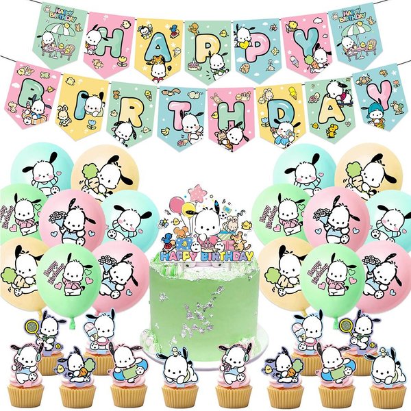 30 Piezas De Decoraciones Para Fiestas TemáTicas De Pochacco Que Incluyen Una Pancarta, Adornos Para Pasteles Y Globos.-image