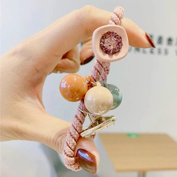 Gomas EláSticas De Perlas De Caramelo Diadema De PedreríA Soporte Para Coleta Gomas EláSticas Antideslizantes De Colores Accesorios Para El Cabello Para NiñAs Mujeres Color Rosa-image