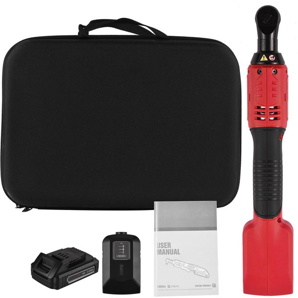 Geevorks Llave De Carraca EléCtrica InaláMbrica De 3/8 De Pulgada 20V 380RPM Velocidad Variable 60N.M Carraca EléCtrica UK Plug Rojo-image