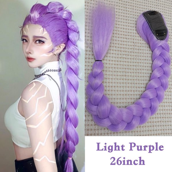 Pelucas Largas Moradas Trenzadas Para Mujeres/NiñOs Peluca Larga Trenzada De Cola De Caballo Para Disfraz Cosplay Peluca Para Fiesta De Halloween Disfraz Anime-image