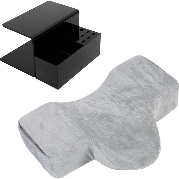 Almohada Gris Para ExtensióN De PestañAs Con Organizador De Estante Negro Soporte Set De Almohada Para PestañAs PestañA-image