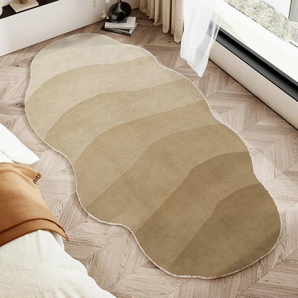 Kremowe Dywany Do Salonu Nieregularne KształTy Dekoracja Sypialni ZagęSzczony Pluszowy Dywanik Pod ŁóżKo Puszysty MięKki Dywan Do Pokoju Dziennego 80X160Cm-image