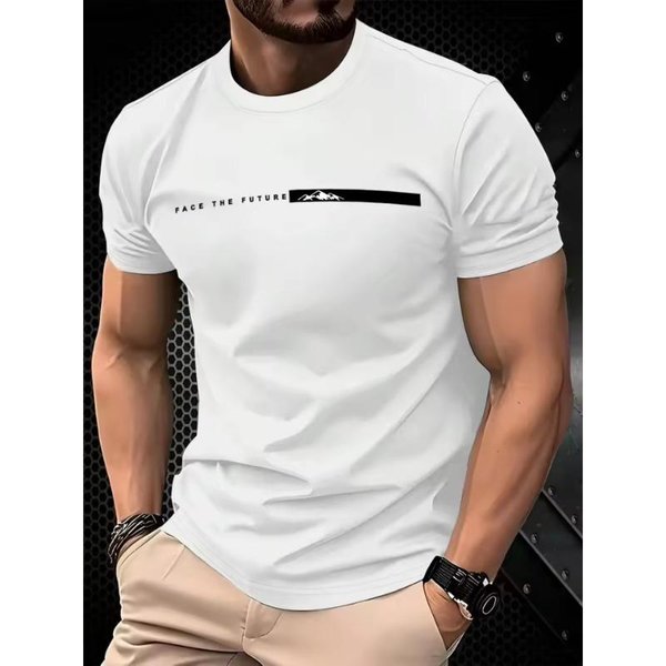 Letnia MęSka Casualowa Sportowa LuźNa Oversize Prosta Koszulka Z Nadrukiem Wzoru Literowego Z OkrąGłYm Dekoltem I KróTkim RęKawem 3D Top 2XL-image