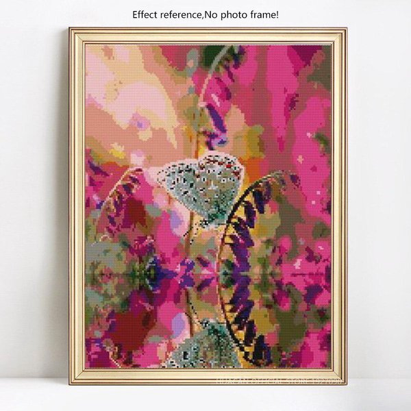 Pintura De Diamantes Pantalla Completa Mariposa Y Flor Bordado De Diamantes Punto De Cruz Redondo Completo 20X30CM-image