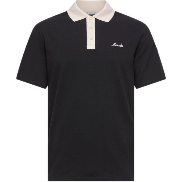 Camisa Polo Casual De Manga Corta Con Logo Bordado Moncler SS26 Tops Para Hombre L10918A0000389A16999 S Black-image