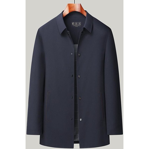 Chaqueta Cortavientos De Longitud Media Para Hombre, Nueva Chaqueta Cortavientos Que No Necesita Planchado, Moderna Y Atractiva Para JóVenes Con Solapa Para Hombre 4XL Black-image