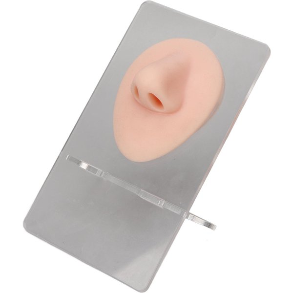 Silikonowy Model Nosa 3D Symulowany Model Nosa Ze Stojakiem Akrylowym Do ĆWiczeń Piercingu BiżUteria Gray-image