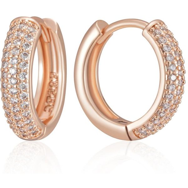 Pendientes De Aro Completamente Brillantes Naturales De Zirconia De Moda Para Mujer Lujo Color Oro Rosa Boda Vintage JoyeríA Regalo-image