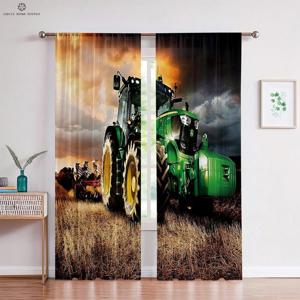 Realistyczne Drukowane ZasłOny Okienne, Traktor Drukowany W 3D, Sypialnia, Salon, Gabinet Dekoracja, Dekoracja Domu, W70Xh100(Cm)X2Pcs&Grommet Top-image