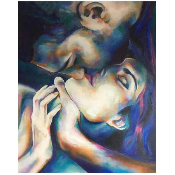 Diy Pintura De Diamante Redondo Completo Pareja Beso Bordado De Diamantes 20X30CM-image