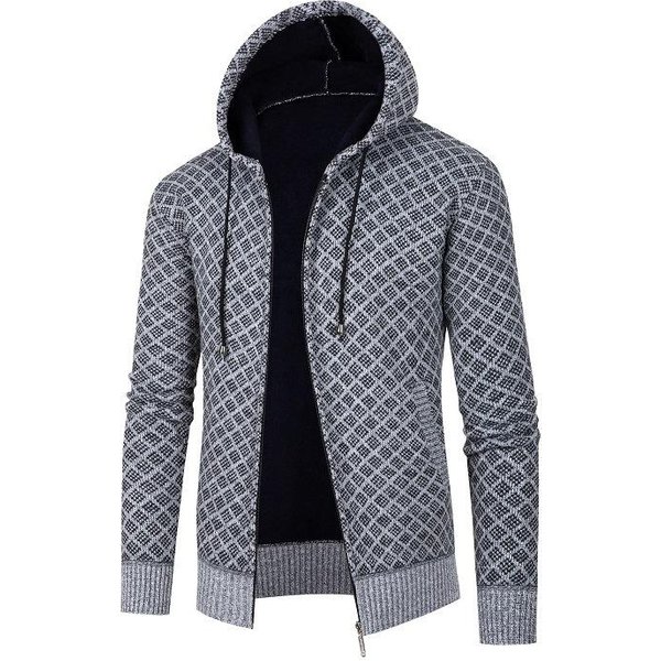 Kardigan Sweter MęSki Z Kapturem Polarowa Kurtka Termiczna Jesień I Zima Nowy Sweter MęSki Kurtka Xxxl Gray-image