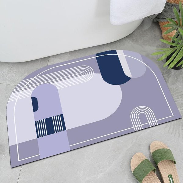 Alfombrilla Moderna Simple Para WC De Barro Diatomeas PatróN GeoméTrico BañO Alfombrilla Antideslizante BañO Alfombrilla Absorbente Para Pies 40*60Cm-image