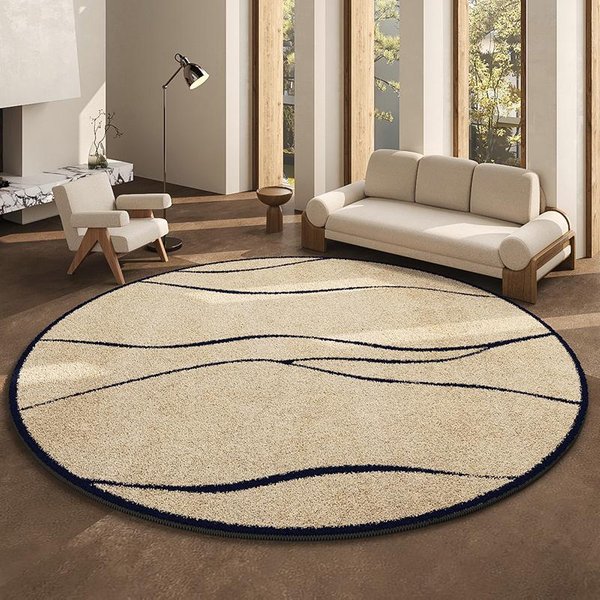Alfombras De Estilo FrancéS Para Sala De Estar Grosor Lavable Felpudo ÁRea Grande Vestidor Alfombra Redonda DecoracióN Retro Dormitorio Alfombra De Felpa 120*120Cm Gray-image