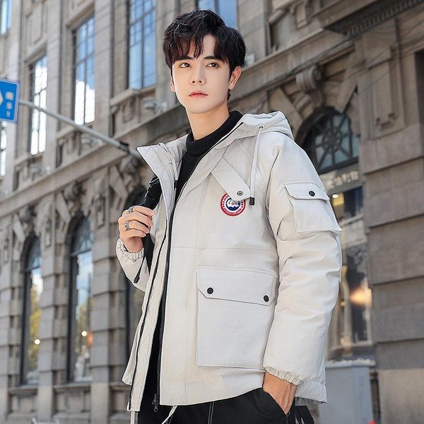 Chaqueta De PlumóN Para Hombre, Nueva VersióN Coreana Engrosada De Invierno, Chaqueta Corta De Invierno Engrosada Para Estudiantes, Marca De Moda Xxxl Beige-image