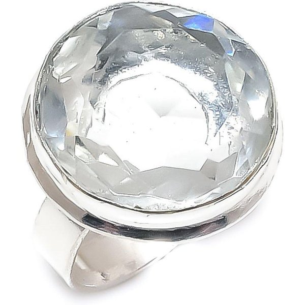 Topacio Blanco Hecho A Mano Plata De Ley 925 JoyeríA Anillo Talla 8 P5A13-image