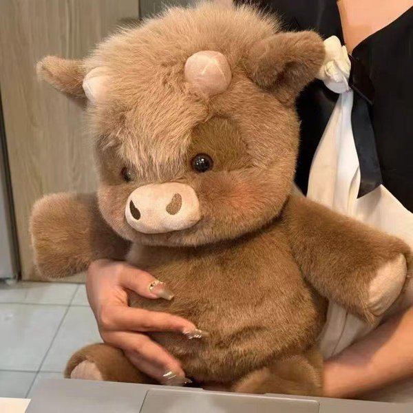 Urocza Pluszowa Krowa Szkocka Kawaii Puszysta Krowa Pluszowa Lalka MięKki Pluszowy Pluszak Poduszka Na Prezent Urodzinowy Dla Dzieci Dekoracja Domu 45Cm-image