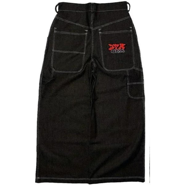 Luxeon Harajuku Goth Moda Y2K LuźNe DżInsy Vintage Haftowane Wysokiej JakośCi DżInsy MężCzyźNi Kobiety Hip Hop Streetwear Codzienne Szerokie Nogawki DżInsy XXL Black-image