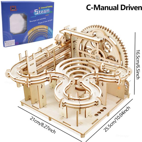 Chriyungel Drewniany Tor Kulkowy 3D Puzzle Zestawy Modeli Do Samodzielnego MontażU Tor Z Kulkami Gra Logiczna Rozrusznik MóZgu Prezent Dla DorosłYch NastolatkóW-image