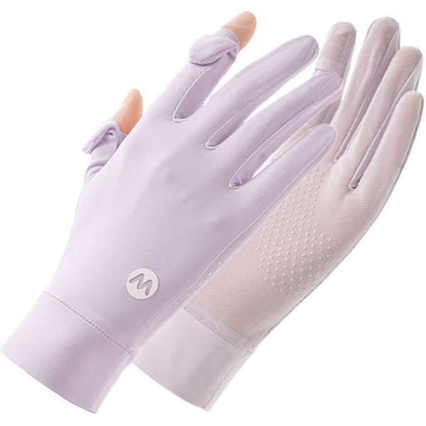 RęKawiczki PrzeciwsłOneczne Dla Kobiet Na Lato UV Kierowca Lodowy Jedwab Ekran Dotykowy Outdoor AntypośLizgowe Rower Jazda Cienki Model One Size Fits All White-image