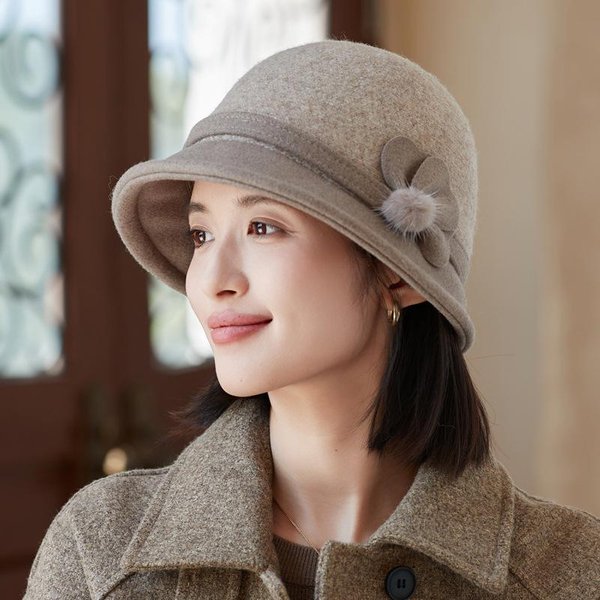 Sombrero De Pescador De Lana VersáTil JaponéS OtoñO E Invierno Ocio Al Aire Libre Cortavientos Y CáLido Sombrero De Cubo Retro Sombrero De Estilo BritáNico Mujeres One Size-image