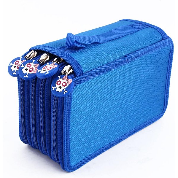 Zjchao 72 Colores Estuche Para LáPices Bolsa Para BolíGrafos Estuche De Gran Capacidad Multicapa Organizador De LáPices Azul-image