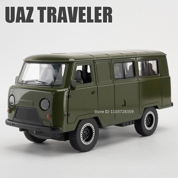 1:18 Rosja Uaz Hunter Model Zabawkowy Pojazdy Terenowe Metal Diecast Modele SamochodóW Kamper Drzwi Otwierane DźWięK ŚWiatłO Pull Back Dla Dzieci Prezenty Gray-image