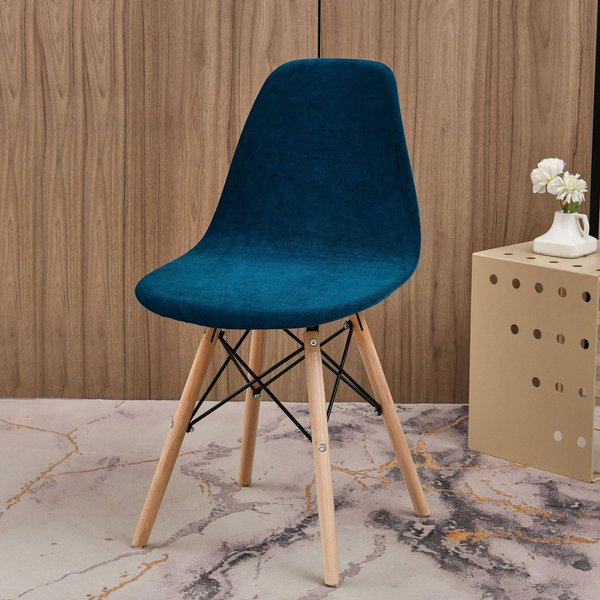 Funda De Silla Shell De Terciopelo Color SóLido EláStica NóRdica Fundas Para Sillas Redondas Funda EláStica Para Asiento De Comedor Hogar El Fiesta Banquete 1Pc-image
