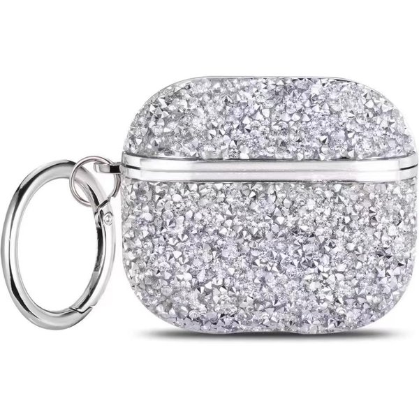 Luksusowe PozłAcane BłYszcząCe Diamentowe Etui Bluetooth Na SłUchawki Airpods Pro3 Pro2 Th Gen 1 2 3 4 Brelok Odporne Na WstrząSy Pokrowiec Na SłUchawki For Airpods 4 White-image