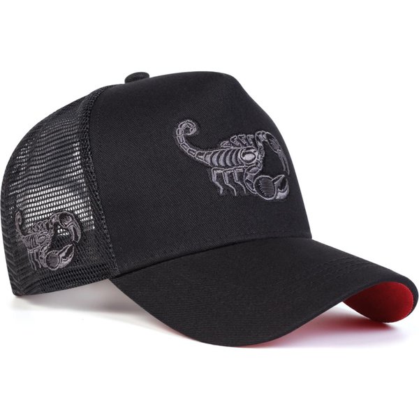 Unisex Czapki Z Siatki Baseballowe Z Haftem Skorpiona, Wiosenno-Letnie, Outdoorowe, Regulowane, Casualowe, Czapka PrzeciwsłOneczna, Czapka Sportowa Czarny-image