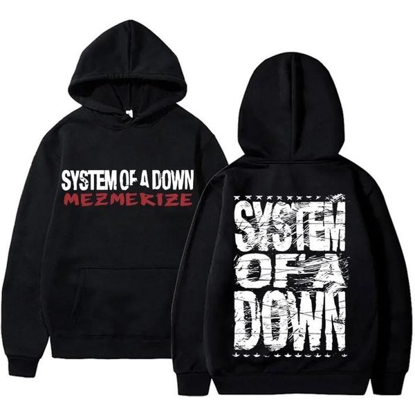 2026 90S Vintage Zespół Rockowy System Of A Down Mezmerize Nadruk Bluza Z Kapturem MężCzyźNi Kobiety Alternatywny Metal Muzyka Bluza Z Kapturem MęSkie Gotyckie Bluzy Z Kapturem 4XL Black-image