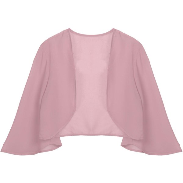 Chaqueta De Gasa De Manga 3/4 Para Mujer, Chaqueta Bolero, Para Boda, Fiesta, Vestido De Novia, Chales 3XL Rosa Oscuro-image