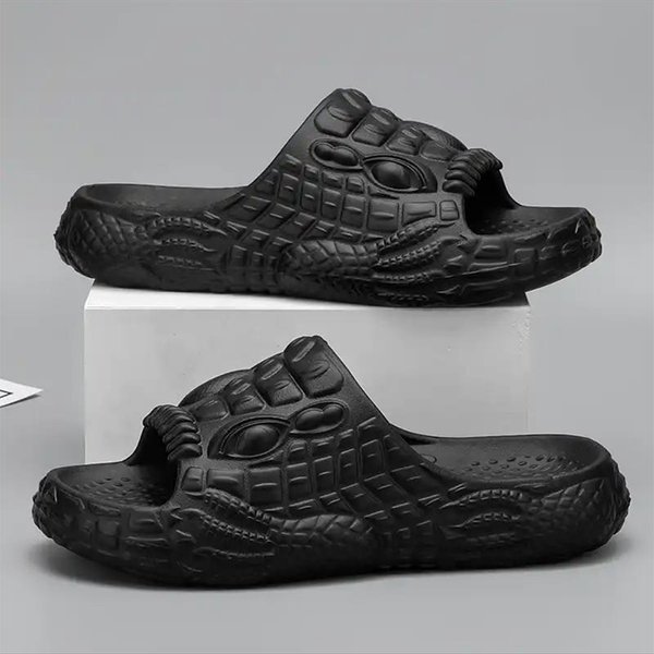 Pantuflas De Cocodrilo Para Hombre Sandalias De Playa Para Exteriores Zapatillas Suaves De Suela Gruesa Para Interiores Chanclas Casuales Chanclas Para Hombre Pantuflas Para El Hogar 40-41 Black-image