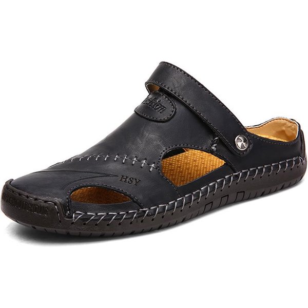 Sandalias De Verano Para Hombre, Sandalias Romanas CláSicas De Cuero, Zapatillas Para Exteriores, Chanclas De Goma Para Playa, Sandalias De Senderismo AcuáTico Para Hombre 46-image