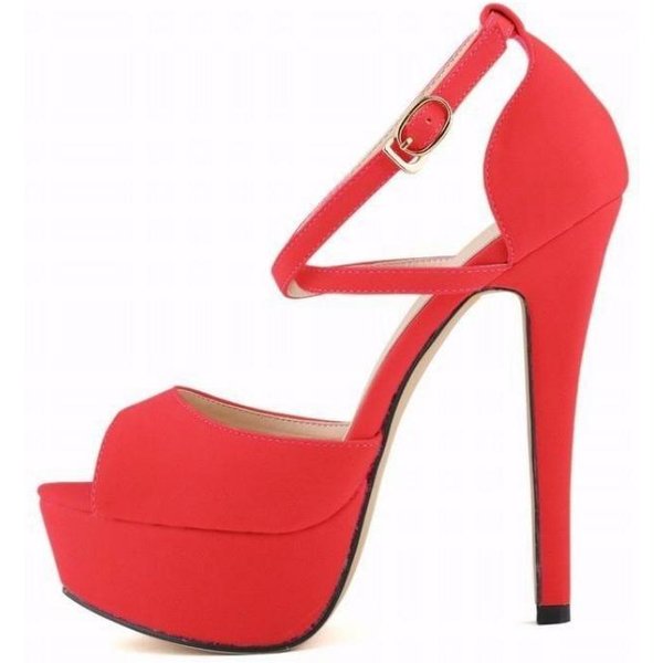 Rzym Styl Kobiety Seksowne Otwarte SandałY Cienkie Obcasy Platforma Wysokie Obcasy Pompy Letnie Buty Szpilki Zamszowe Buty 40-image