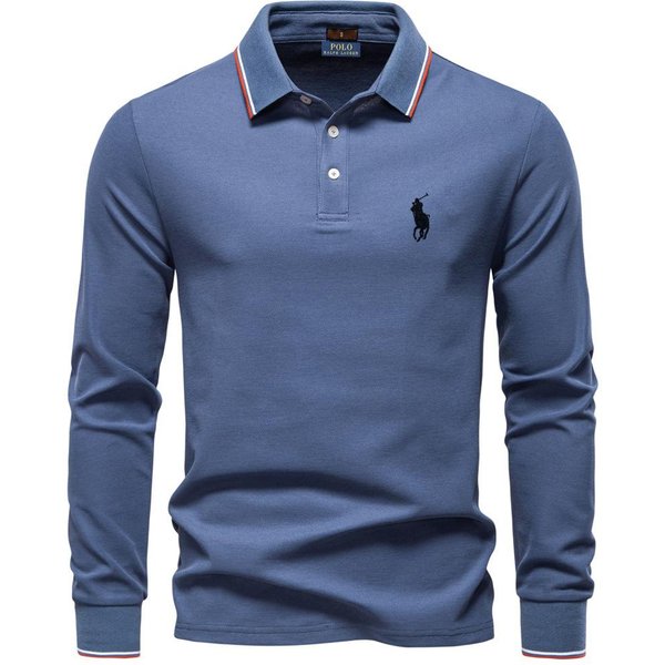 Miniso Polo Ralph Lauren OtoñO Nuevo Bordado Camisa Polo De Manga Larga Para Mujer, Top De Color SóLido Para Mujer Con Cuello, Camisa Polo VersáTil XL Gray-image