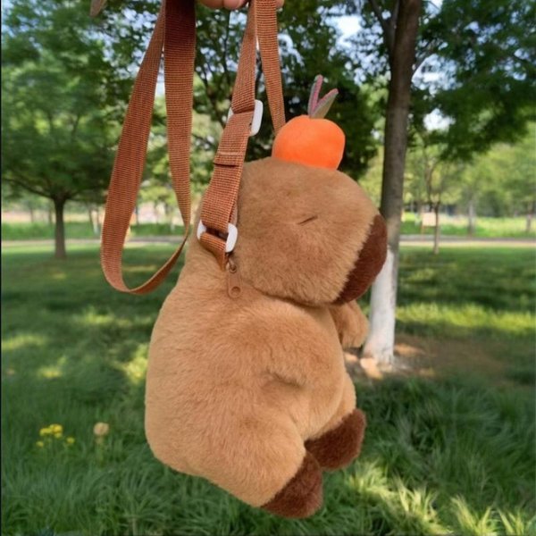 Bolso Bandolera De Peluche Capibara Lindo Capibara Bolso De Hombro De Anime Suave Relleno Dibujo Animado Esponjoso Mini Mochila Bolso Regalo De CumpleañOs-image