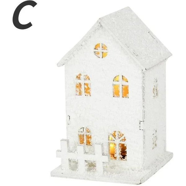 Adorno NavideñO Luz Led NavideñA Casa De Madera Con Copo De Nieve CabañA Luminosa Decoraciones NavideñAs-image