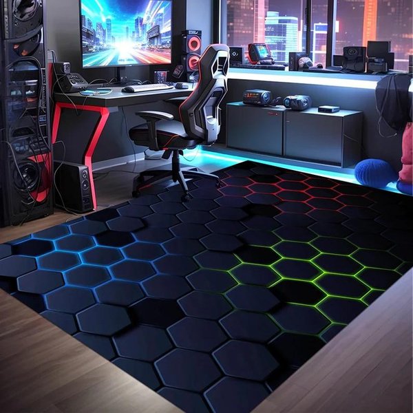 Dywan Arcade Alley Dywan Do Pokoju Gier Dywan W Stylu Lat 80. Dywan śWiecąCy Dywan E-Sportowy Dywan Neonowy Dywan Dla Gracza Do Salonu Prezent Dla Gracza Prezenty Dla Graczy 40X60CM-image