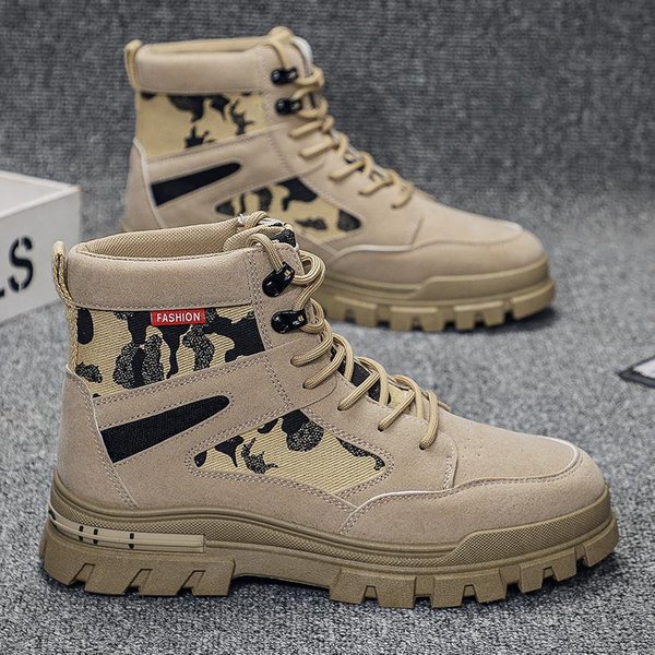 Primavera Nuevo Estilo BritáNico Botas Martin Para Hombre Botas De Trabajo VersáTiles Zapatos De Moda De CañA Alta Y Suela Gruesa Para Hombre 44 Gray-image