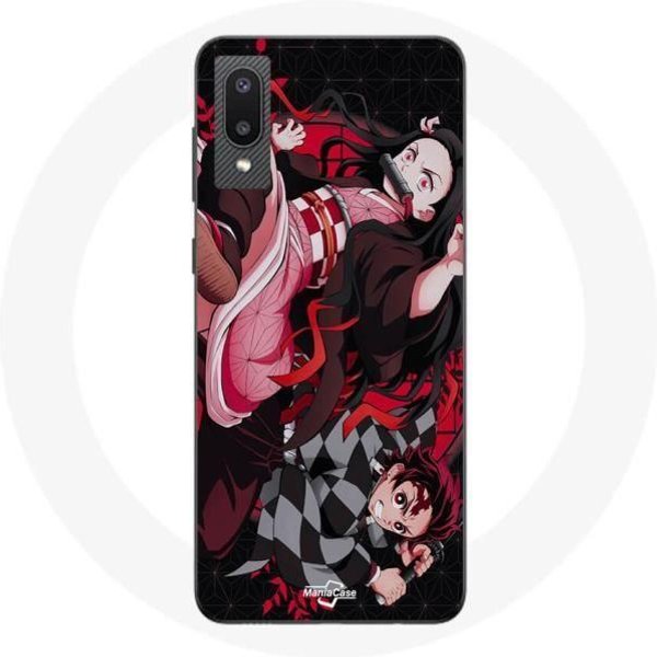 Coque Maniacase Pour Samsung Galaxy A02 Demon Slayer Tanjiro Nezuko Attaque Combat-image