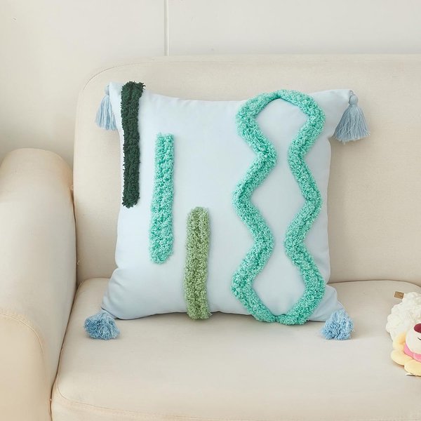 Funda De Almohada Decorativa Para Sofá Estilo Bohemio Sencillo 45X45Cm Cojines Acolchados Funda De CojíN ExtraíBle Lavable Fundas De Almohada Para Cabecero DecoracióN Hogar 45X45Cm-image